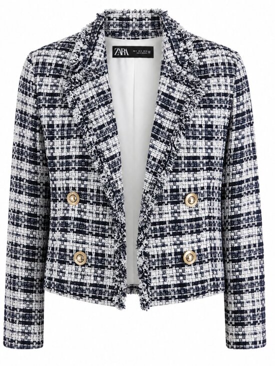 Zara Jackets & Blazers - LIKE NEW Zara Textured Double Breasted Blazer Cropped Size Small